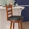 Flash Furniture Zerrick Commercial Wood Classic Ladderback Swivel Barstool w/Black LeatherSoft Seat, Antique Oak ES-UN3-29-OAK-GG - alternate 2